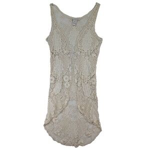 American Rag Crochet Vest Womens S Cream Festival Whimsigoth Boho Peasant Y2K